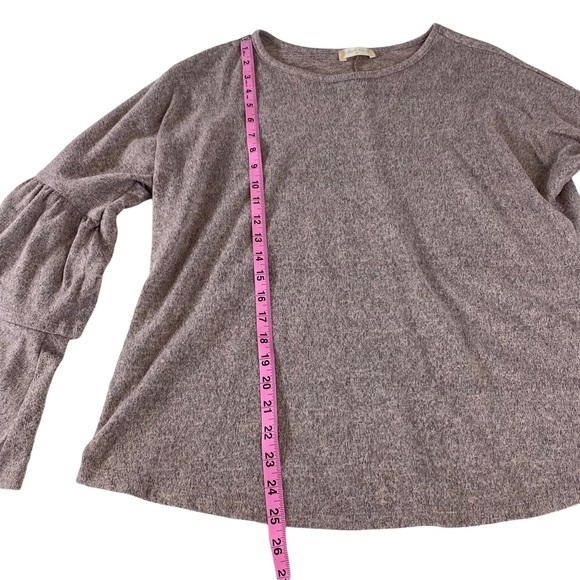 Altar'd State Womens Grey/pink Sweater Soft - Size M Double Ruffle Long Sleeves. - Picture 8 of 13